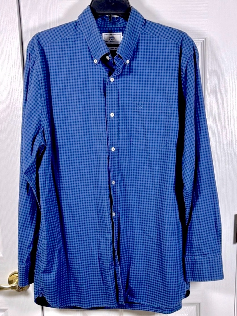Southern Tide Blue Plaid Button-down Long Sleeve Shirt Large